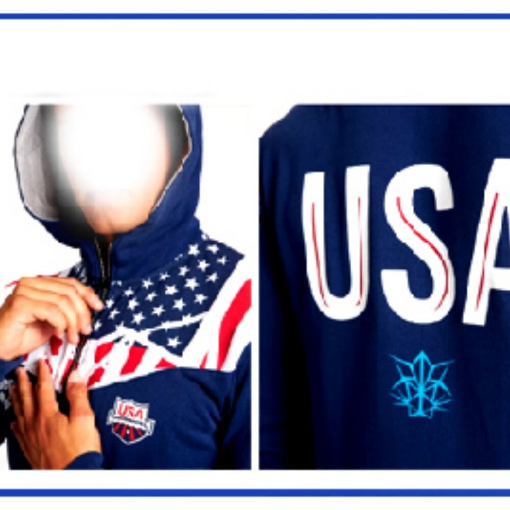 New Rare/Unique French Company Arena Unisex Team USA Hooded Athletic Zip Jacket